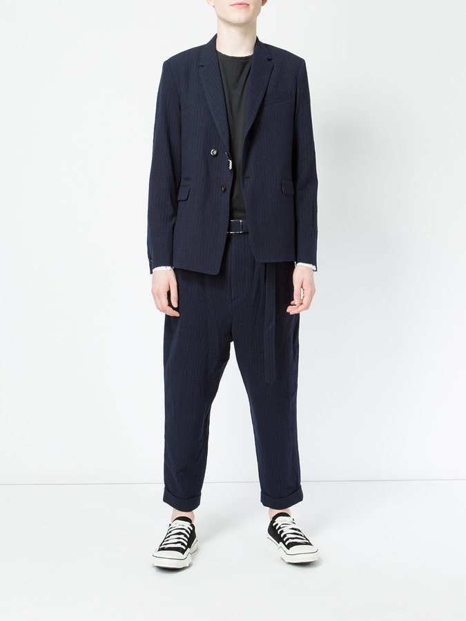 Miharayasuhiro Maison Mihara Yasuhiro Pinstriped Blazer, $1,290 |  farfetch.com | Lookastic