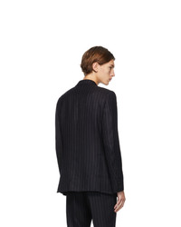 Comme des Garcons Homme Deux Navy Wool Pinstripe Blazer