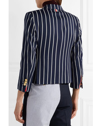 Thom Browne Striped Wool And Cotton Blend Blazer