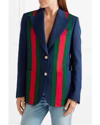 Gucci Striped Wool And Crepe Blazer