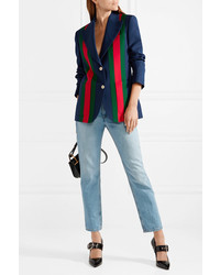 Gucci Striped Wool And Crepe Blazer