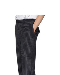 JW Anderson Navy Pinstripe Stretch Wool Trousers