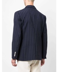 Late Checkout Pinstriped Double Breasted Wool Blazer