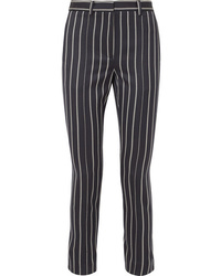 Navy Vertical Striped Wool Dress Pants