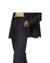 Random Identities Navy And White Wool Classic Trousers