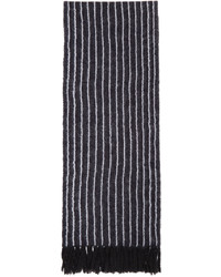 Navy Vertical Striped Wool Scarf