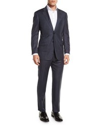 Armani Collezioni G Line Sharkskin Wool Two Piece Suit Navy