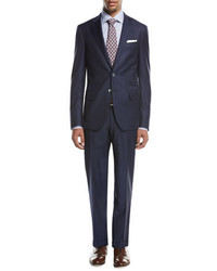 Isaia Gregorio Striped Wool Two Piece Suit Navy