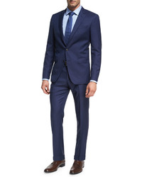 BOSS Micro Stripe Wool Two Piece Suit Bright Navy