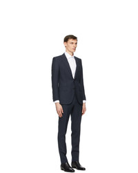 Husbands Navy And Grey Fresco Pinstripe Single Breasted Suit