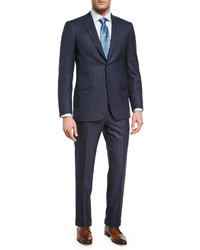 Brioni Pin Dot Striped Super 160s Wool Two Piece Suit Navy