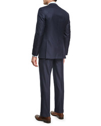 Brioni Pin Dot Striped Super 160s Wool Two Piece Suit Navy