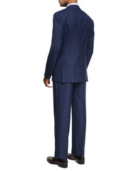 Armani Collezioni Pinstripe Wool Two Piece Suit Bright Blue