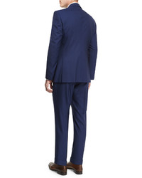 Giorgio Armani Taylor Striped Two Piece Wool Suit Navy