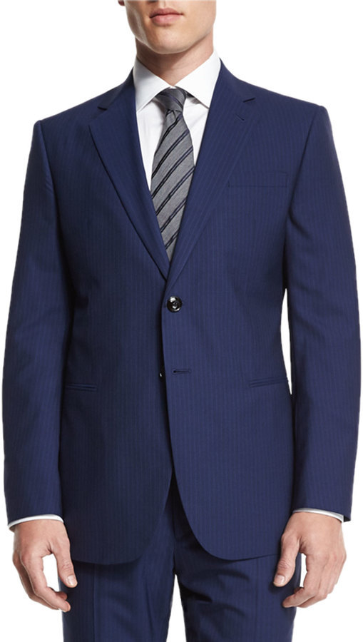 Giorgio Armani Taylor Striped Two Piece Wool Suit Navy, $3,195 | Neiman  Marcus | Lookastic