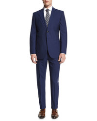 Giorgio Armani Taylor Striped Two Piece Wool Suit Navy