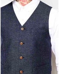 Asos Brand Slim Fit Vest In Herringbone