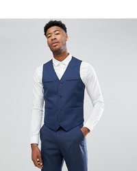 ASOS DESIGN Asos Tall Slim Suit Waistcoat In Mid Blue