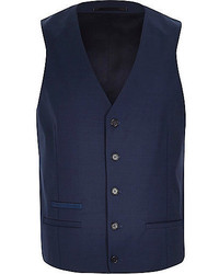River Island Blue Wool Blend Smart Vest