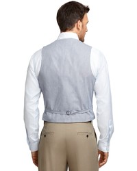 Brooks Brothers Navy Linen Herringbone Vest