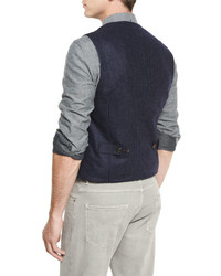 Brunello Cucinelli Chalk Stripe Wool Waistcoat