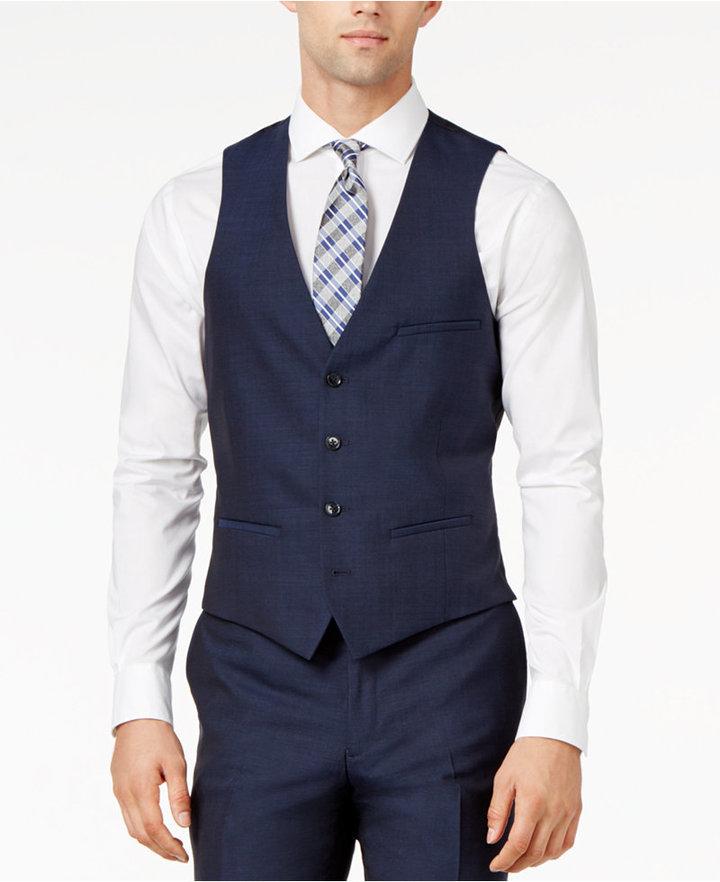 Bar III Midnight Blue Slim Fit Vest, $69 | Macy's | Lookastic