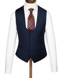 Charles Tyrwhitt Navy Herringbone Yorkshire Worsted Slim Fit Luxury Suit Vest