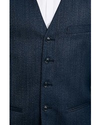 Topman Navy Textured Wool Blend Vest