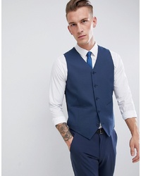 ASOS DESIGN Skinny Suit Waistcoat In Mid Blue