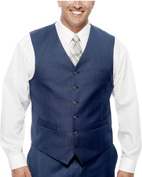 Stafford Stafford Travel Medium Blue Suit Vest Big Tall Fit