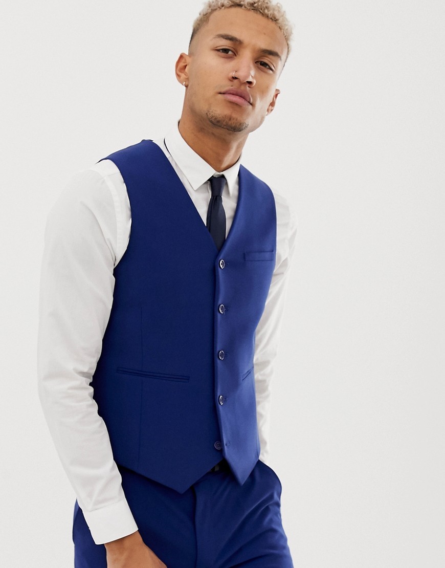 ASOS DESIGN Super Skinny Suit Waistcoat In Bright Blue, $8 | Asos ...