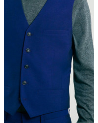 Topman Blue Skinny Suit Vest