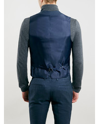 Topman Navy Textured Suit Vest