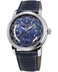 Frederique Constant 42mm Gents World Timer Manufacture Watch Blue