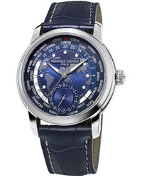 Frederique Constant 42mm Gents World Timer Manufacture Watch Blue