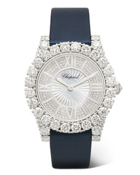 Chopard Lheure Du Diamant 3575mm 18 Karat White Gold Satin Diamond And Mother Of Pearl Watch