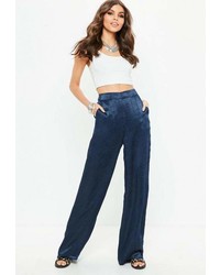 Missguided Navy Wide Leg Pants
