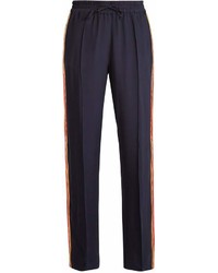 Serena Bute Contrast Striped Wide Leg Silk Crepe Trousers