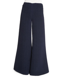 Co Textured Wide Leg Flare Pants Navy