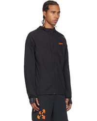 Off-White Black Orange Active Logo Stretch Zip Up Running Jacket