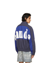 Rhude Blue And Navy Logo Windbreaker Jacket
