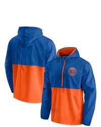 FANATICS Branded Blueorange New York Knicks Anorak Block Party Windbreaker Half Zip Hoodie Jacket At Nordstrom