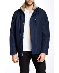 Andrew Marc Kips Bay City Rain Jacket With Faux Fur Collar