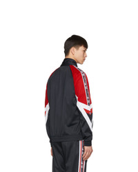 Champion Reverse Weave Navy Archive Logo Tape Hooded Track Jacket