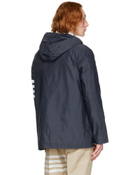 Thom Browne Navy Nylon 4 Bar Anorak Jacket