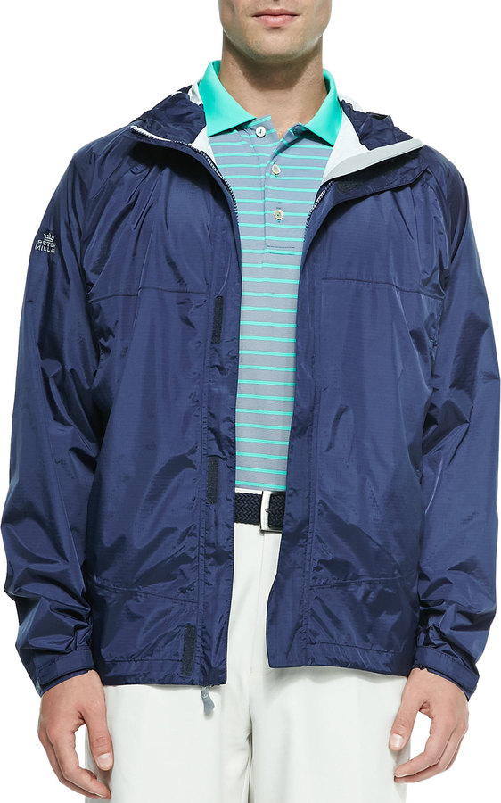 Peter Millar Owen 25 Layer Hooded Rain Jacket Navy | Where to buy & how ...