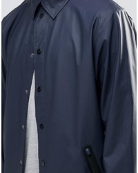 Rains Coach Jacket With Detachable Hood In Blue