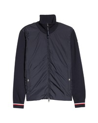 Moncler Tricolor Knit Sleeve Jacket In Navy At Nordstrom