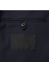 Prada Blue Contrast Stitched Wool Blazer