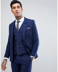 Harry Brown Blue Flannel Slim Fit Wool Blend Suit Jacket